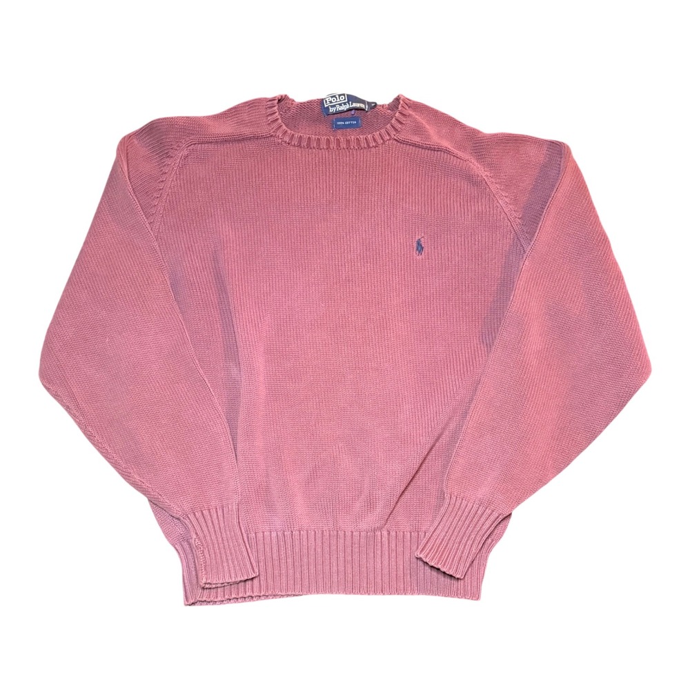 Polo Ralph Lauren Shaker Knit Sweater Mens M Pink Cotton Crewneck Pony Logo